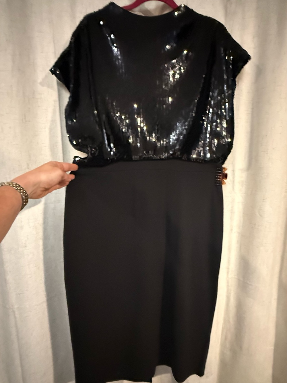 Express Black Sequin Top Midi Dress